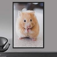 Framed Canvas Wall Art Hamster Animals Fun Living Room Multicolor Photography Rustic Squirrel - 16x24 inches