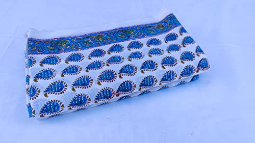 Image of Floral Printed Cotton Fabric Cloth Hand Block Print Fabric Women Material Running Jaipuri Hand Block Printed Women Dress Material Kurtis Natural 44 inch Inches Width 2.5 Meter (Pattern 2)