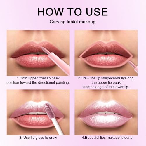 Image of evpct Light Pink Metallic Shimmer Lip Liner and Lipstick Combo Lip Gloss Stain Set Makeup for Women Long Lasting Waterproof 24, Light Voilet Frosted Metallic Glitter Glossy Iridescent Liquid Lipstick