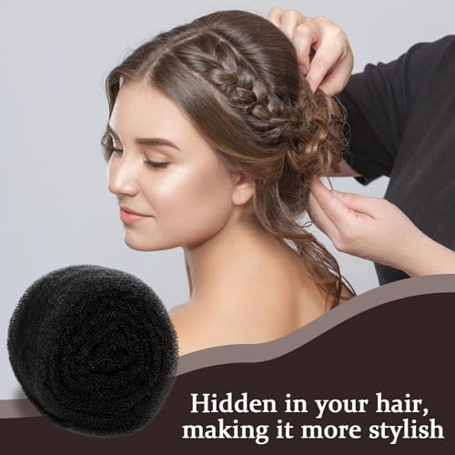 Hair Bumps for Volume Insert, Hair Sponge for Updo - Hair Mesh Filling Padding for Women - Bobby Pins - U Shape Hair Pin, Comb and Plastic Clips, Black - Thumbnail 6