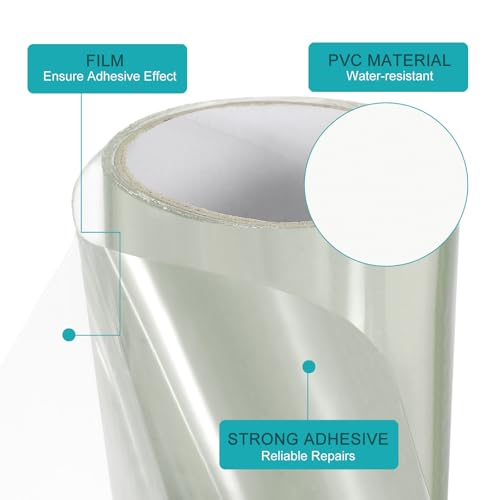Image of MECCANIXITY Waterproof Patch Seal Tape 12 in x 5 Ft,PVC Leak Proof Repair Sealing Duct Tape for HVAC, Roof Crack, Boat, Hoses Pipes, Awning, Transparent