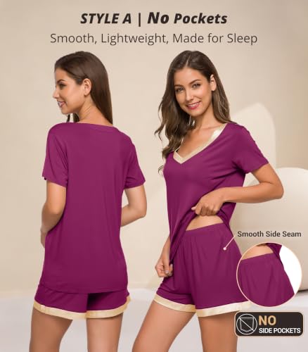 Image of WiWi Viscose from Bamboo Pajamas Set for Women Super Soft Short Sleeve Cooling Summer Plus Size Pjs Sets Sleepwear S-4X