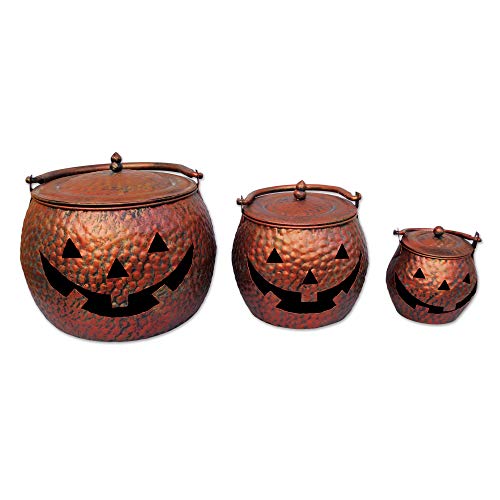 Sunset Vista Designs HW1312C 3 Piece Decorative Copper Finish Pumpkin Cauldrons Set