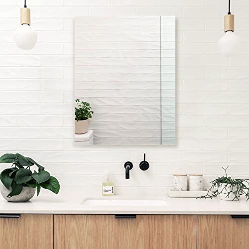 mirrorons frameless mirror, wall mirror 28" x 36", modern rectangle bathroom mirrors for wall with polished edge, horizontally or vertically. upgraded shatterproof mirror, entryways, bathroom, gym.