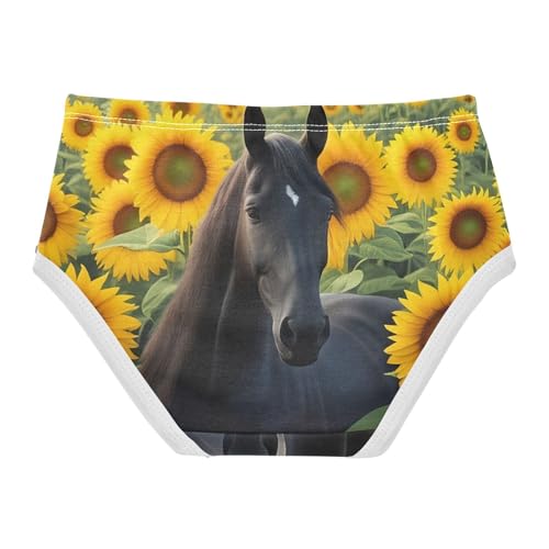 Cotton Girls Underwear Toddler Black Horse Sunflower Field Girl Panties Cute Fun Print Kids Undies Briefs 2t2