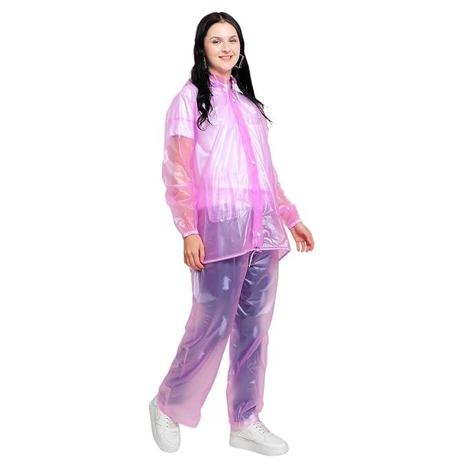 Boy's|Girl's PVC Waterproof Rainsuit with Hoods and Side Pocket, 100% Waterproof Portable Rainwear (Purple)