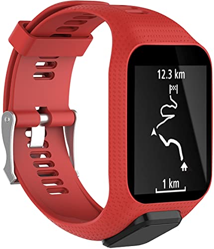 Gransho compatible with TomTom Spark 3 / Adventurer/Golfer 2 / Runner 2 / Runner 3 Watch Band, Soft Silicone Slim Sport Replacement Wristband for Smart Watch NO231110 (Red)