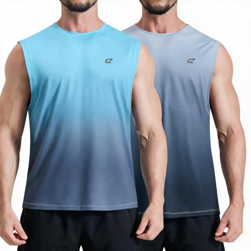 Image of EZRUN Men's Workout Sleeveless Shirts Quick Dry Muscle Swim Shirt Gym Fitness Running Beach Tank Tops