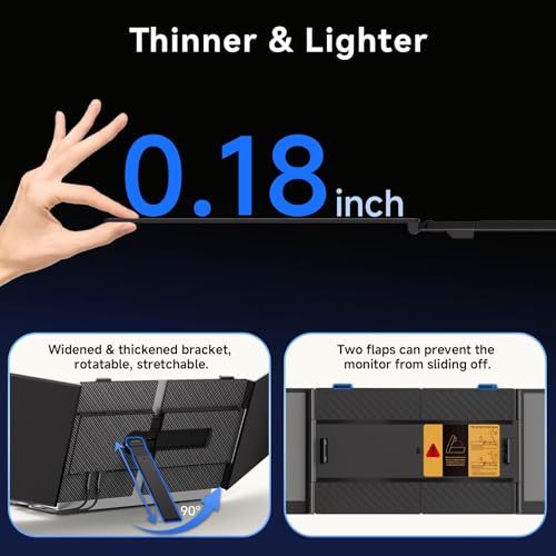 Image of 15.3 inch Laptop Screen Extender, 1200P FHD Ultra-Thin Triple Screen Laptop Monitor Extender, 100% sRGB Travel Portable Monitor for Laptops, Multi Screens Laptops Attachment Compatible with Windows Mac