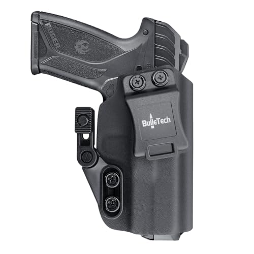 BulleTech IWB Kydex Holster Compatible with Ruger Security 9, Waistband Carry Holster for Ruger Security 9 Holster - Adj. Cant Retention, Cover Mag-Button (Optics Cut & Claw Black, Right Handed)