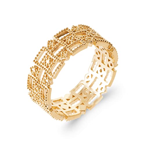 Bague en plaqué or 18 carats anneau géométrique ajouré serti de zirconium Tata Gisèle