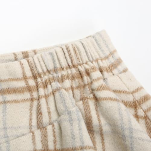 Image of IDEALSANXUN Women's Fall Winter High Waisted Wool Plaid A-line Long Skirt