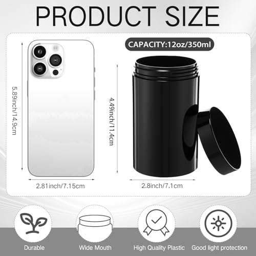 Image of Patelai 4 Pieces Round Wide-mouth Leak Proof Plastic Container Jars with Lids for Travel Storage Makeup Beauty Products Face Creams Oils Salves Ointments DIY Making(12 Ounce,Pure Black)