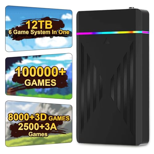 PEAPRIT 12TB Retro Gaming Hard Drive Preloaded with 100,000+ Games | Supports 6 Gaming Systems | Portable Hard Drive for Classic Arcade, 3D & High-End Games | Plug & Play for Windows PC 7/8/10/11