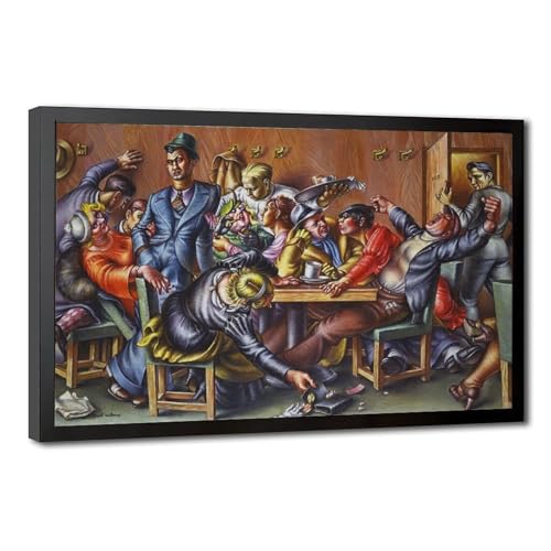 Greenwich Village Cafétéria Paul Cadmus impression sur toile de qualité avec cadre suspendu