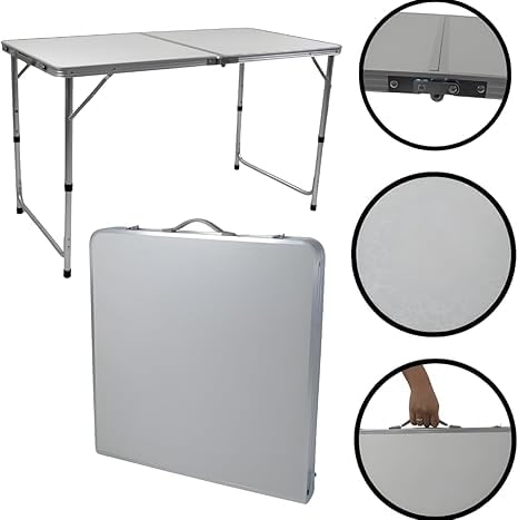 Mesa de Camping Dobrável em Alumínio 120x60