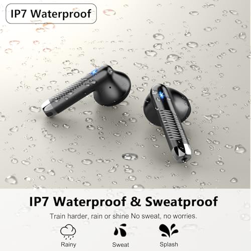 Image of Bluetooth 5.4 Headphones, In-Ear Headphones, Wireless Bluetooth 2025 Wireless Headphones with 4 ENC Mic, Noise Cancelling Ear Buds 56 Hours Deep Bass, USB-C, IP7 Waterproof Sports Earphones, LED