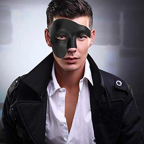 Vintage Design Half Face Men's Phantom Of The Opera Venetian Carnival Masquerade Mask (Black) - Image 3
