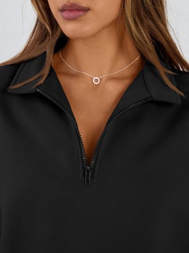 Image of Trendy Queen Women's Oversized Sweatshirts Half Quarter Zip Fleece Sweaters | Soft Cozy Zip Pullover, Comfort Warm Sweaters for Fall Winter, Fashion Mock Neck Outfits