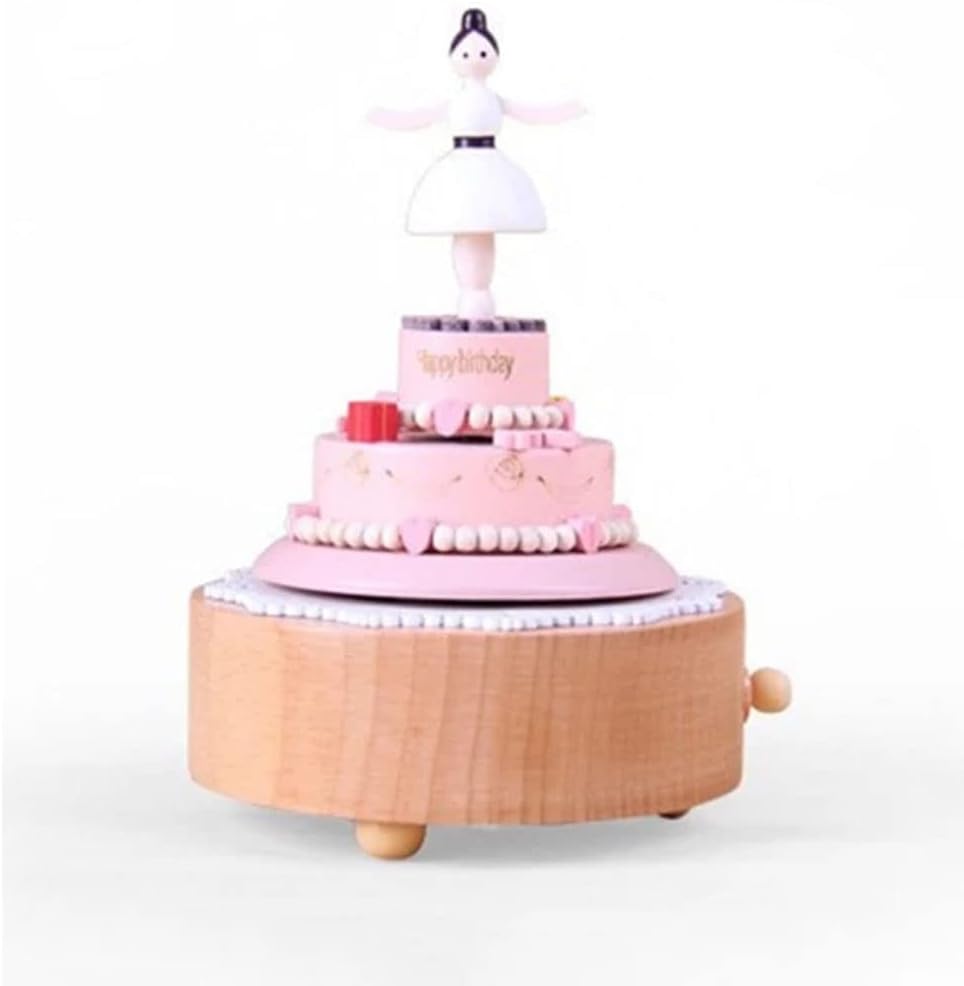 Wooden Ballet Dance Rotating Music Box Wooden Crafts Children's Toys Retro Birthday Gift Creative Home Decoration Accessories (Color : A Size : 16cm)