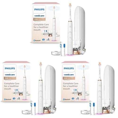 Image of Philips Sonicare DiamondClean Smart 9500 Electric Toothbrush - Sonic Toothbrush with App, Pressure Sensor, 15 Brushing Settings, Replacement Reminder, USB Charging Travel Case, Rose Gold, HX9923 /61