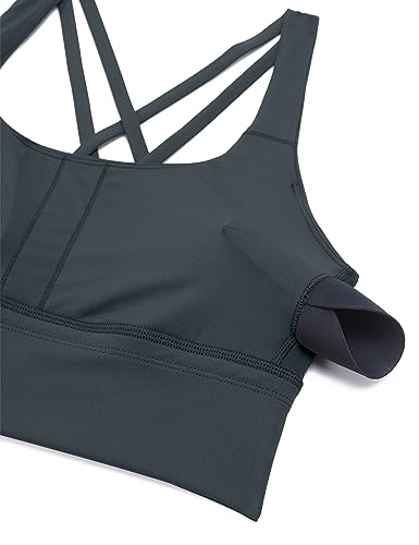 Image of CRZ YOGA Naked Feeling Longline Sports Bras | Medium Support, Removable Pads, Yoga, Sleek, Strappy Back, Scoop Neck, for Women