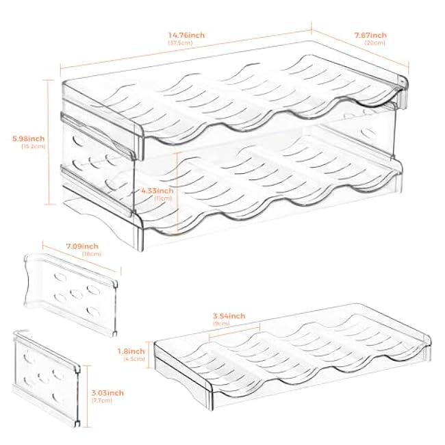 BoxedHome Plastic Water Bottle Organizer and Wine Rack Storage Holder for Inside Cabinet, Kitchen Countertop, Table Top, Pantry, Bars, Cabinets, Fridge - Clear (2 Tier 8 Containers)
