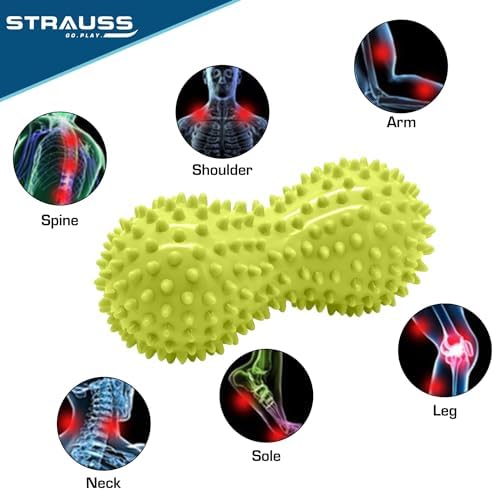 STRAUSS Peanut Shape Massage Ball | Trigger Point Release, Myofascial Release, Body Massager for Muscle Recovery, Yoga, Physical Therapy | Improve Flexibility, Mobility, & Blood Circulation (Green)