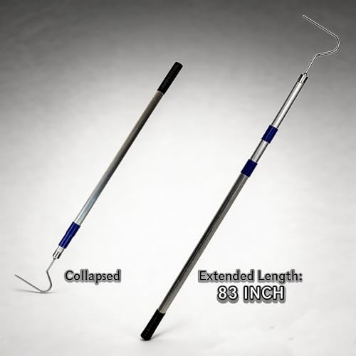 Image of 36 inch-83 inch Telescoping Snake Hook - Professional Outdoor /Home Reptile Tool, Aircraft-Grade Aluminum Pole & Stainless Steel Hook, Holds 50lbs