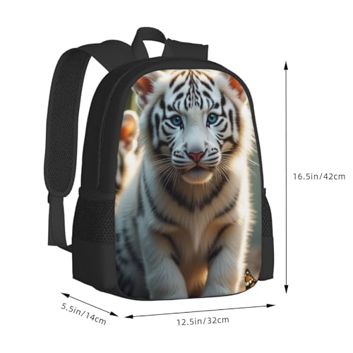 Tiger Cubs Blue Eyes In Bamboo Backpack Heavy Duty Build Casual Daily Life Outdoor Adventures Camping & Hiking Trips 17 In3