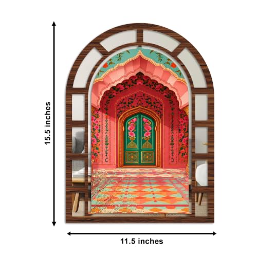 Image of Artvibes Traditional Indian Theme Home Decoration | Jharokha Mirror | Artistic Wall Decor for Living Room, Hall, Bedroom, Lobby, Reception & Dining Area | Gift (WH 12026N), Set of 2
