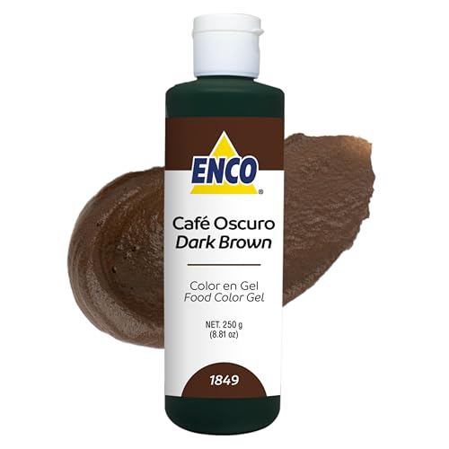 ENCO Food Coloring Gel Dark Brown 8.8 oz (250g) Concentrated, Vegan