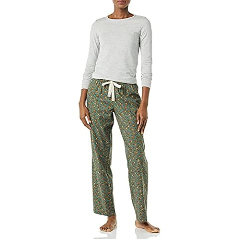 Amazon Essentials Damen Schlaf-Set leichte Flanellhose und langärmeliges-T-Shirt Cover