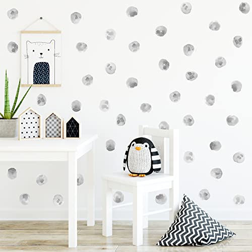 Royolam 36Pcs 2.2'' Gray Polka Dots Wall Decals Nursery Watercolor Wall Stickers For Kids Removable Peel And Stick Waterproof Wall Art Decor For Classroom Living Room Bedroom (Gray, 3 Sheets) #TOP5