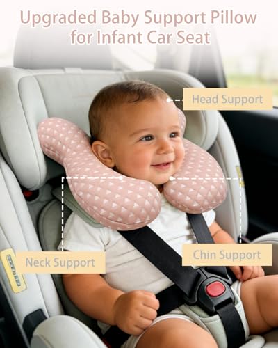 Image of KAKIBLIN Baby Travel Pillow, Upgraded Baby Neck Pillows for Car Seat, Infant Neck Support Pillow for Head and Neck,Newborn Head Support for Car Seat,Pushchair