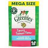 Greenies Feline Veterinarian-Recommended Adult Natural Dental Cat Treats, Savory Salmon Flavor, 4.6 oz. Pouch