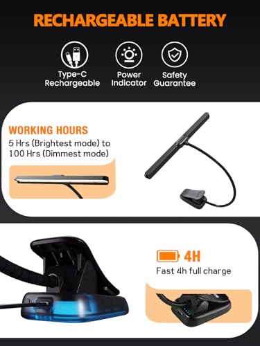 image for Vekkia Professional 116 LED Rechargeable Music Stand Light - Foldable 