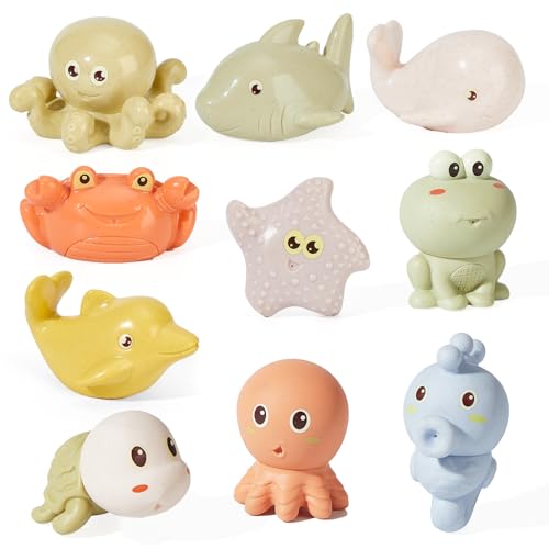 Image of BYKASIST Baby Bath Toys for Babies 6-12 Months 9 Pack Mold Free Sea Animal Bathtub Pool Shower Toys Baby Gift for Toddlers Infants Girls Boys