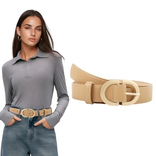 Image of PALAY Waist Belt for Women Dresses, Brown Black Belts for Women, Fashion Belts for Jeans, PU Leather Gold Buckle Ladies Belt for Woman Jeans Dress Trousers (Fit Waist 70-90cm)
