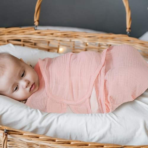 Image of Organic Ultra Soft Muslin Baby Swaddles for Newborn Babies, 3-Pack Adjustable Infant Sleep Sack wrap (Gentle Style, 0-3 Months)