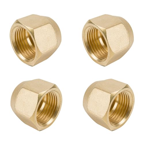 LONGHAO 4 tuercas de rebordeado divididas de latón, tuercas rebordadas de latón, conexiones de piezas de aire acondicionado para conductos de refrigerante, aire acondicionado, adaptador para aire