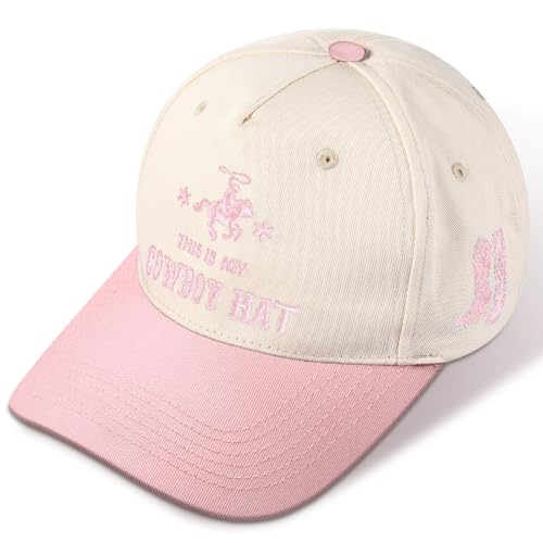 Image of JaGely Two Tone Western Cowboy /Cowgirl Trucker Hat for Women Men Gift Vintage Embroidered Country Baseball Cap