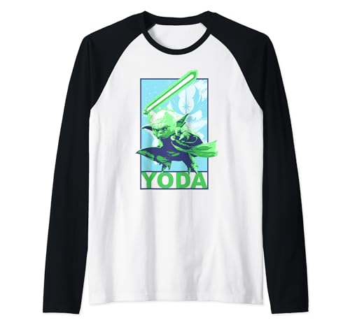 T-shirt baseball Yoda Star Wars en coton premium et coupe bicolore