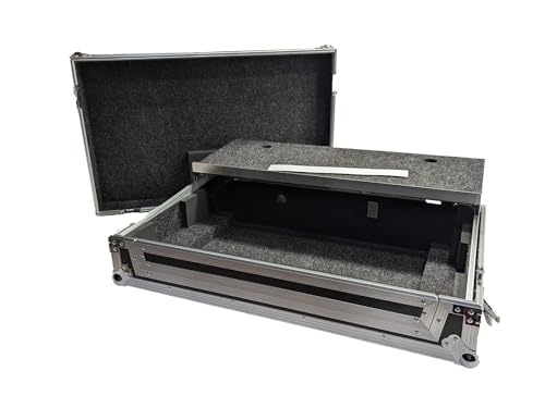 Harmony Cases HCRANEFOURWLT DJ Controller Case Compatible with Rane Four Advanced with Laptop Tray Wheels and Adjustable Foam Velcro Inserts Recessed Latch and Chrome Finish Hardware for Protection