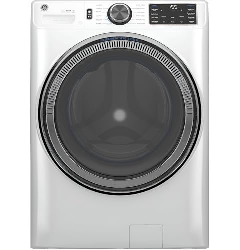 GE 5.0 cu.ft. Smart Front Load Washer in White with Steam, UltraFresh Vent System, and Microban Technology