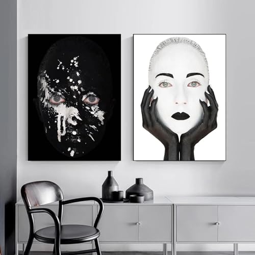 Affiches et impressions modernes de visages pour un salon chic toile KEBIA noir et blanc 80x120 cm