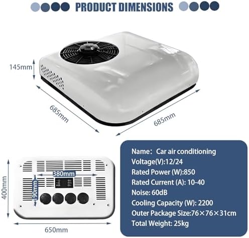 Universal 12V Electric Rooftop Air Conditioner for Trucks, RVs, Trailers, Boats & Motorhomes - Lightweight, Efficient Cooling Solution for Light Duty Vehicles