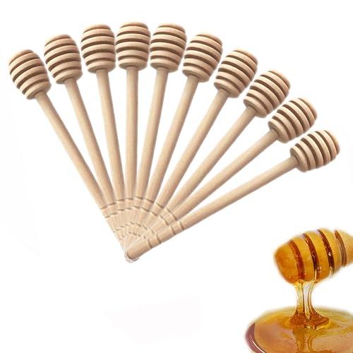 Cuillère à Miel Long en Bois Bio Honey Dipper Cuillère Bâton Pour de Miel Collecte de Confiture et la Distribution Portable (15cm) (50pcs)