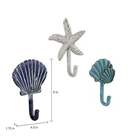 Lavish Home Decorative Nautical Wall Hooks-Cast Iron Coastal Rustic Wall Mount Hooks for Coats, Towels, Hats, Scarves… 41KgdjsooDL. SS280