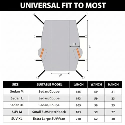 Image of Half Car Cover for Large Sedan, Such as Toyota Avalon, Cadillac cts, Dodge Charger, Fits Sedan /Coupe 197-206 inchs